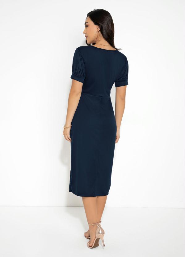 Rosalie - Vestido Tubinho Marinho e Rosa Moda Evangélica 2