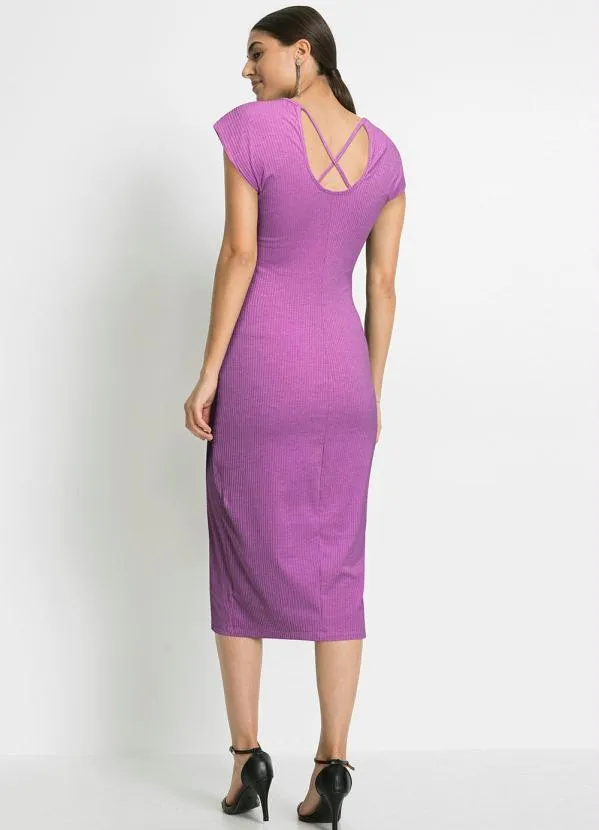 Queima Estoque - Vestido Tubinho Midi Lilás 6