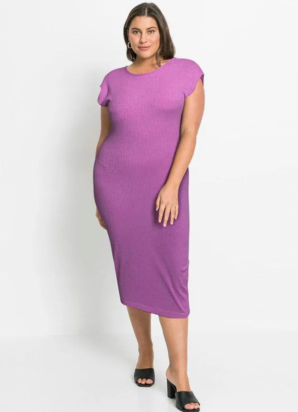 Queima Estoque - Vestido Tubinho Midi Lilás 4