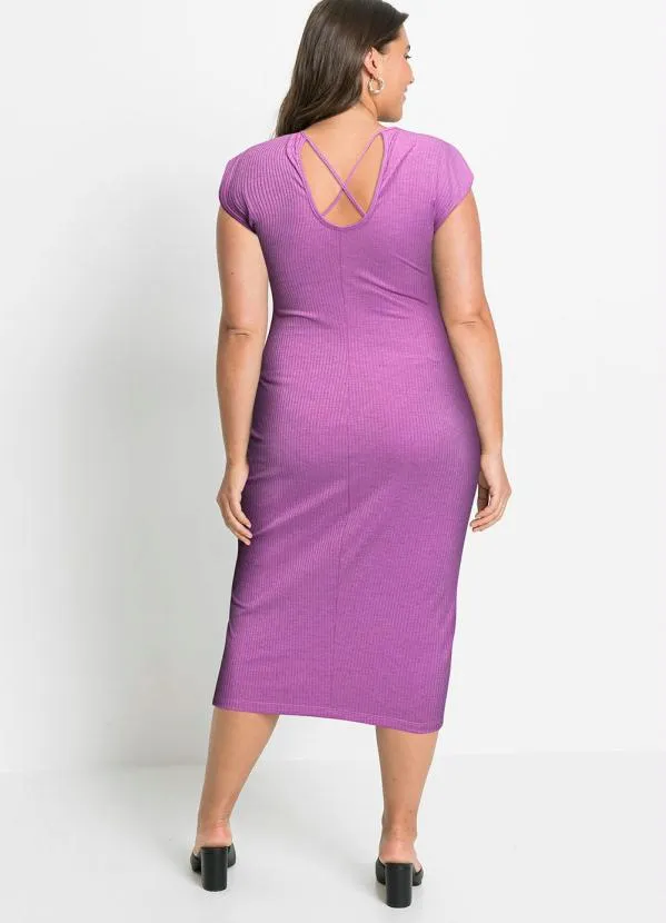 Queima Estoque - Vestido Tubinho Midi Lilás 3