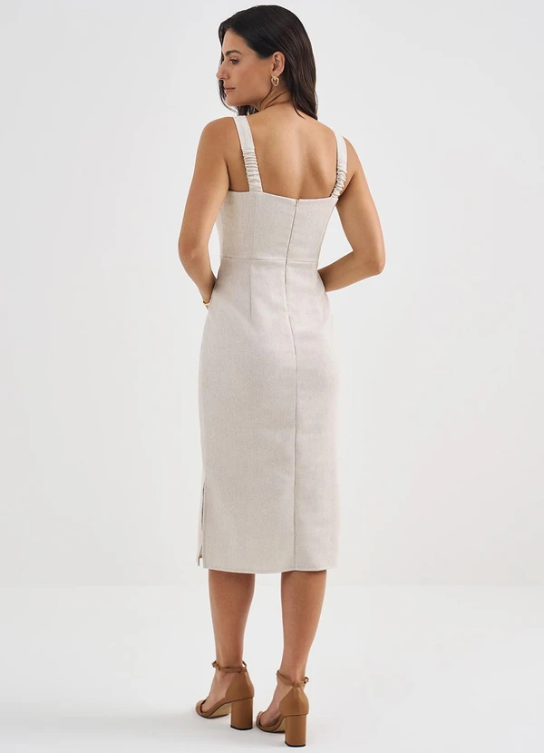 Principessa - Vestido Tubinho Midi com Alças de Linho Natural Berenice 2