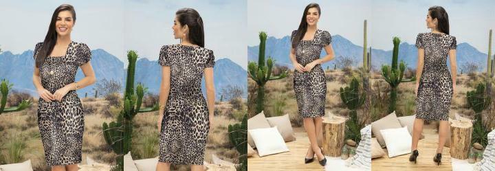 Vestido Tubinho Ona Decote Quadrado