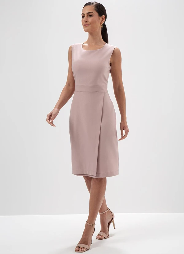 Vestido Tubinho sem Manga Nude Rosê Ivone Principessa