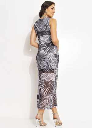Colcci - Vestido Tule Estampado Bege - COLCCI