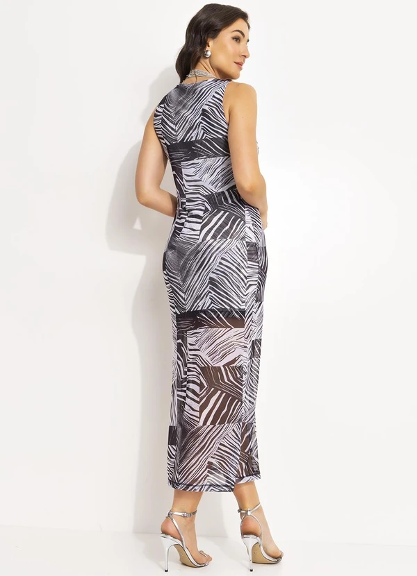 Colcci - Vestido Tule Estampado Bege 2