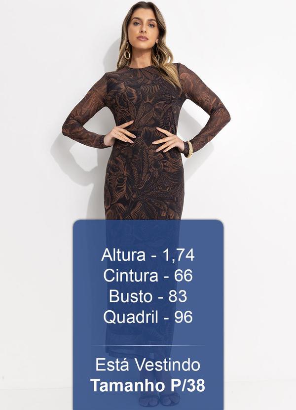 Colcci - Vestido Tule Estampado Marrom 5