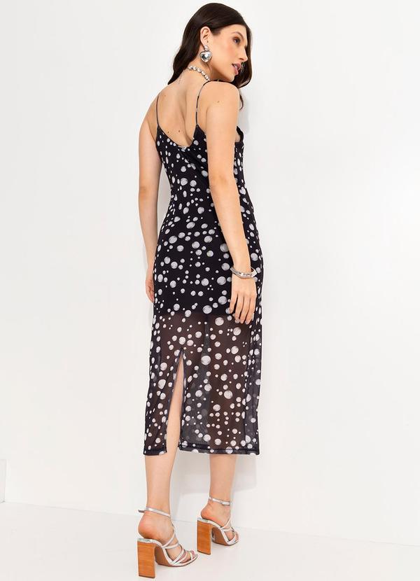 Colcci - Vestido Tule Estampado Preto 2