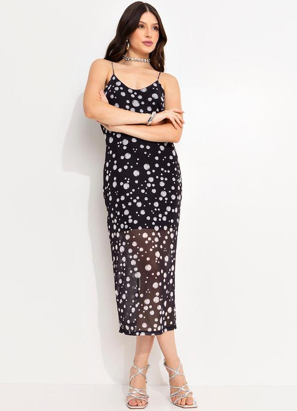 Colcci - Vestido Tule Estampado Preto 3