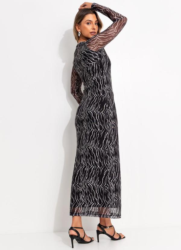 Colcci - Vestido Tule Estampado Preto 2