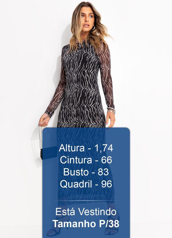 Colcci - Vestido Tule Estampado Preto 6