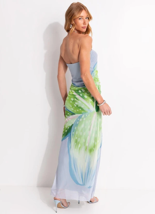 Farm - Vestido Tule Lírio Tropical Azul 2