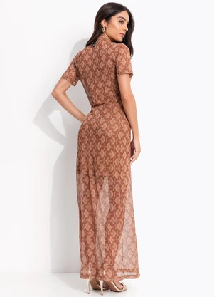 Colcci - Vestido Tule Marrom - COLCCI