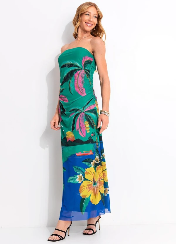 Farm - Vestido Tule Oasis Verde