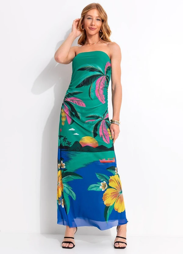 Farm - Vestido Tule Oasis Verde 3