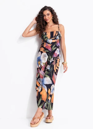 Farm - Vestido Vento de Flor Preto - FARM