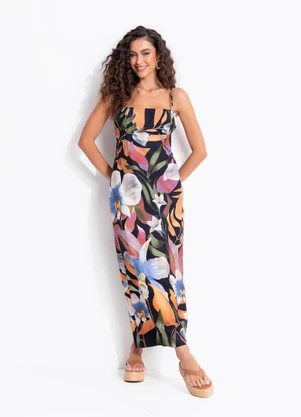 Farm - Vestido Vento de Flor Preto - FARM