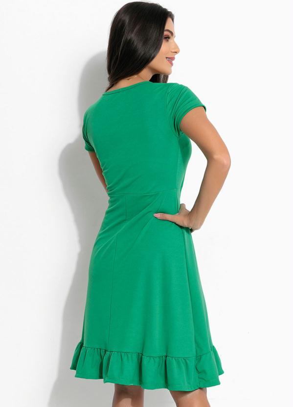 Outlet - Vestido Verde Babado na Barra Moda Evangélica 2