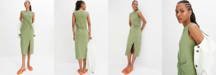 Vestido Verde Claro em Malha de Algodo Penteado