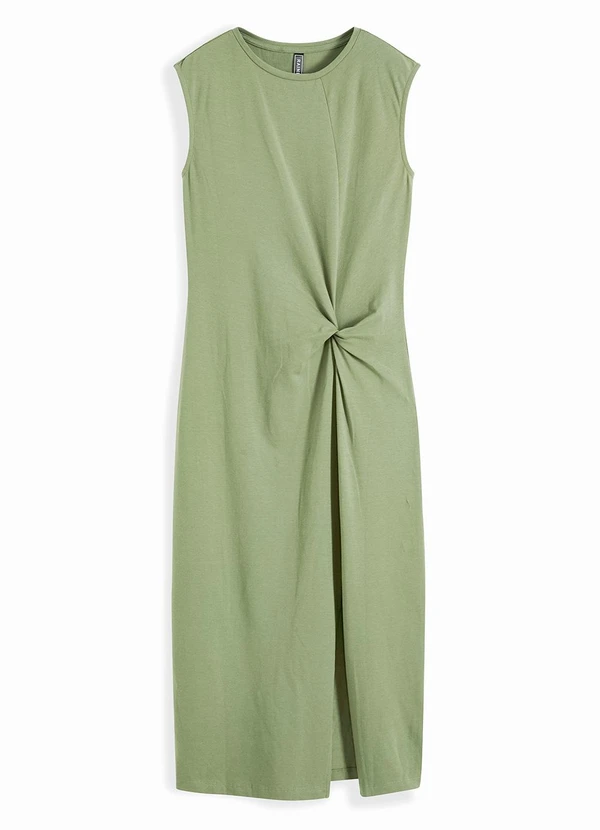 bonprix - Vestido Verde Claro em Malha de Algodão Penteado 5