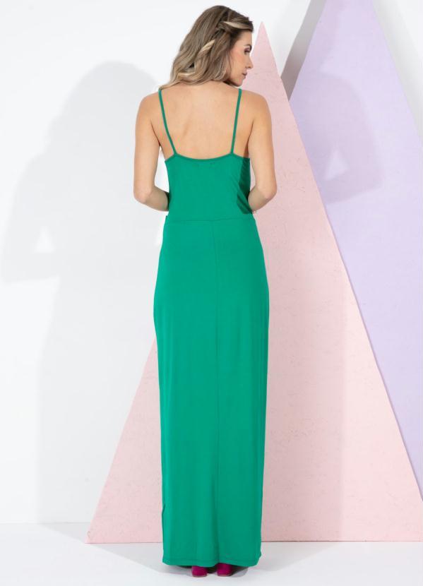 Outlet - Vestido Verde com Detalhe Torcido e Fenda 2