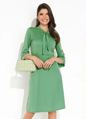 Rosalie - Vestido Verde com Gola Laço - ROSALIE