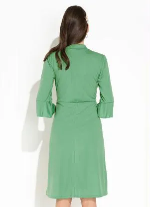 Rosalie - Vestido Verde com Gola Laço - ROSALIE