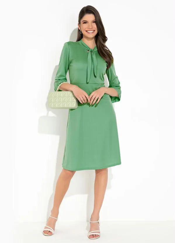 Rosalie - Vestido Verde com Gola Laço 4