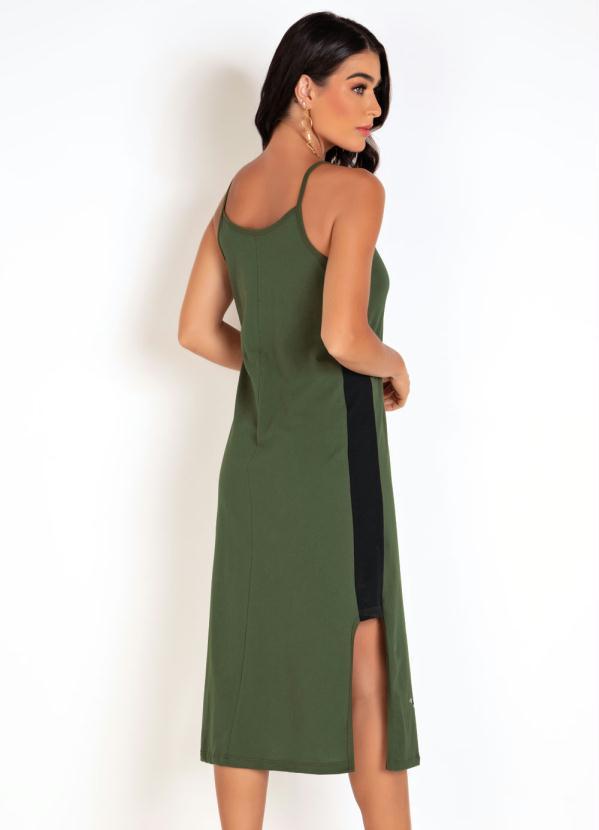 Outlet - Vestido Verde com Recorte e Fendas Laterais 2