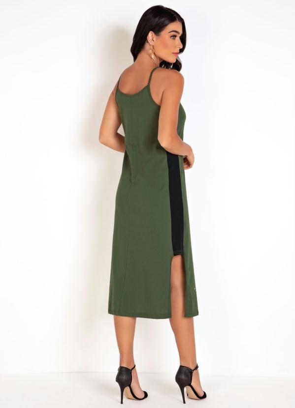 Outlet - Vestido Verde com Recorte e Fendas Laterais 5