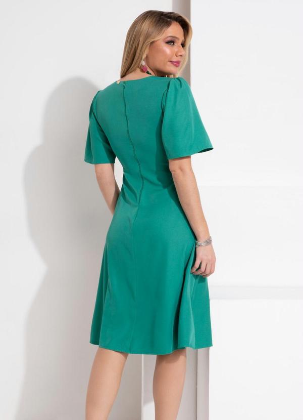 Outlet - Vestido Verde Decote Transpassado e Fendas 2