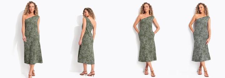 Vestido Verde em Aspecto Linho