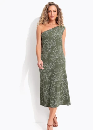 Quintess - Vestido Verde em Aspecto Linho - QUINTESS