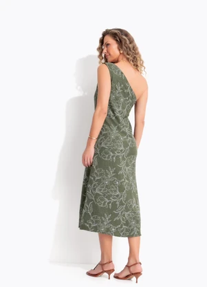 Quintess - Vestido Verde em Aspecto Linho - QUINTESS
