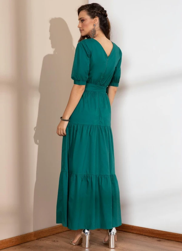 Quintess - Vestido Verde em Camadas com Cinto 5
