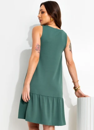 Bimini - Vestido Verde em Malha Anarruga - BIMINI