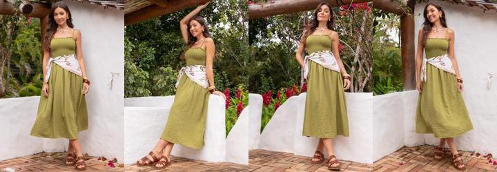 Vestido Verde em Malha Anarruga