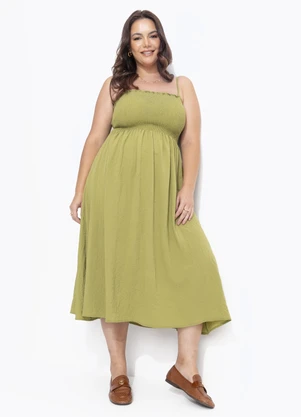 Quintess - Vestido Verde em Malha Anarruga - QUINTESS