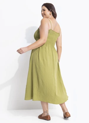 Quintess - Vestido Verde em Malha Anarruga - QUINTESS