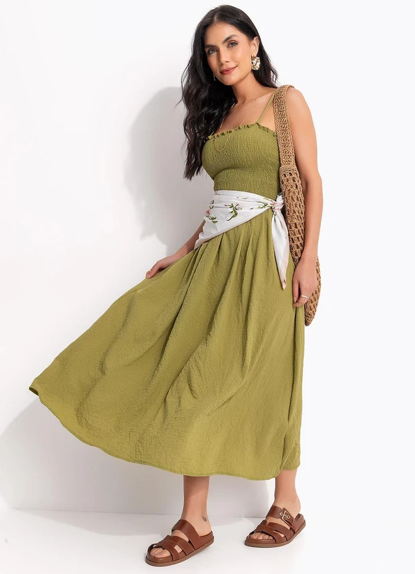 Quintess - Vestido Verde em Malha Anarruga 6