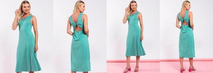 Vestido Verde em Malha de Polister
