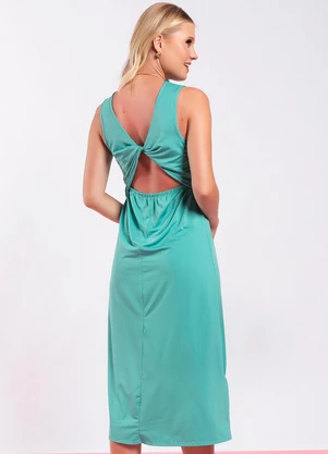 Moda Pop - Vestido Verde em Malha de Poliéster - MODA POP