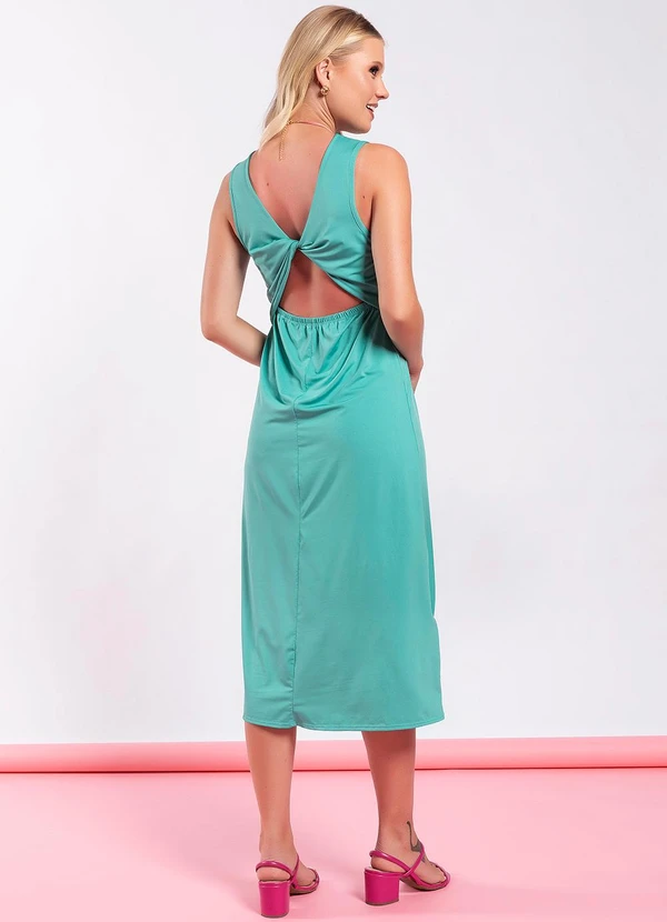 Moda Pop - Vestido Verde em Malha de Poliéster 4