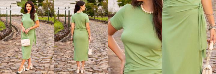 Vestido Verde em Malha de Viscose