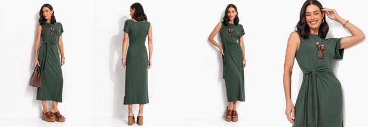Vestido Verde em Malha de Viscose