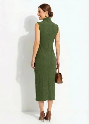 Quintess - Vestido Verde em Malha Texturizada - QUINTESS