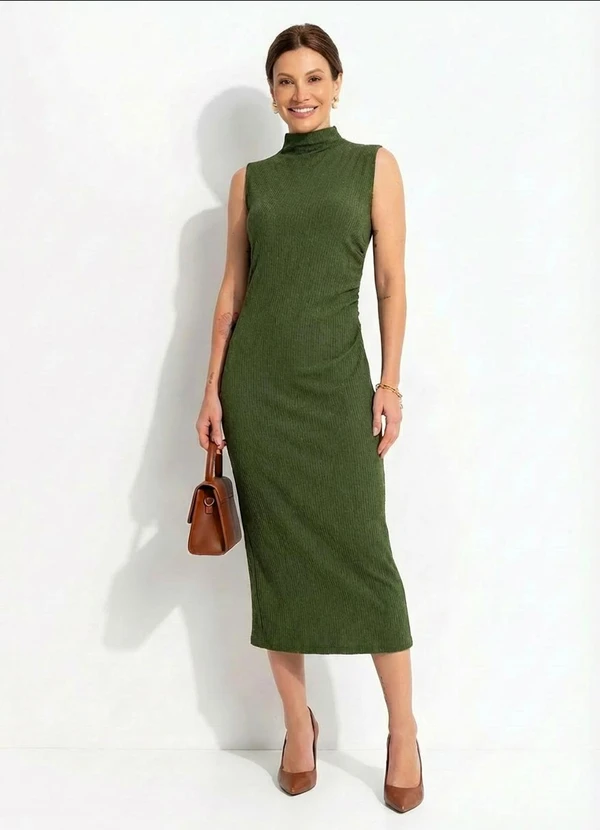 Quintess - Vestido Verde em Malha Texturizada