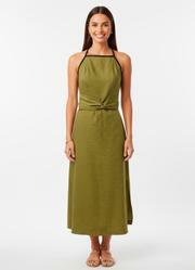 Vestido Verde em Tecido Alfaiataria de Viscose