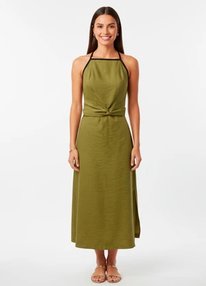 Quintess - Vestido Verde em Tecido Alfaiataria de Viscose - QUINTESS