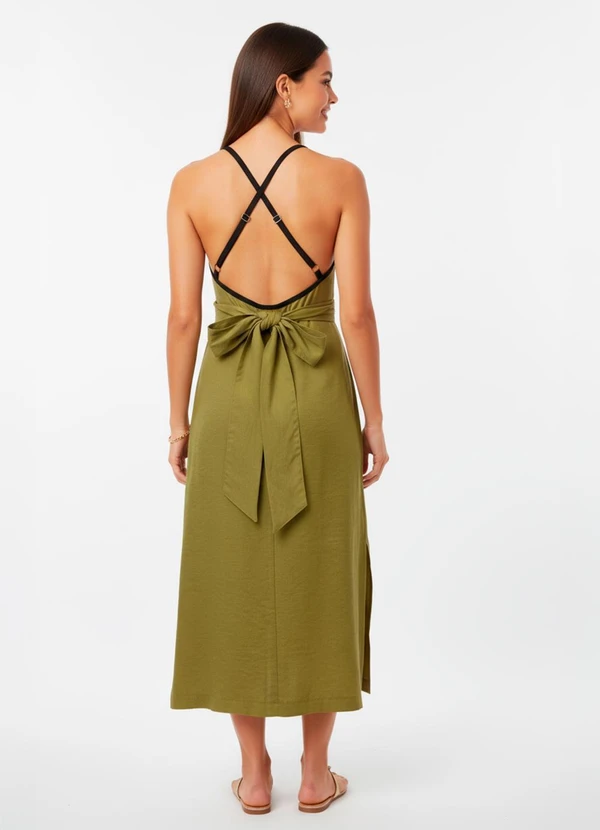 Quintess - Vestido Verde em Tecido Alfaiataria de Viscose 3