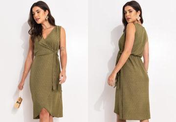 Vestido Verde em Tecido Jacquard